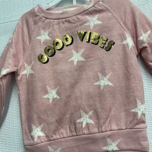 C&C CALIFORNIA 4T Good Vibes Pink Stars Print Pullover Sweatshirt Pants Set‎